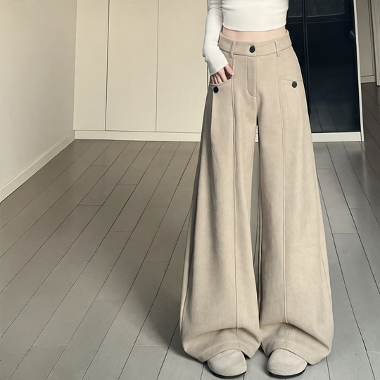 Damen-Cord-Anzughose mit hohem Bund