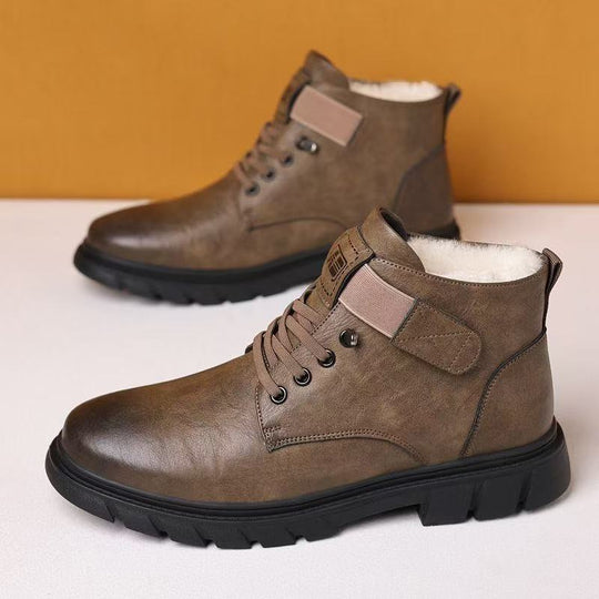 Gefütterte Herren-Stiefel, High-Top, Kunst-PU, Winter