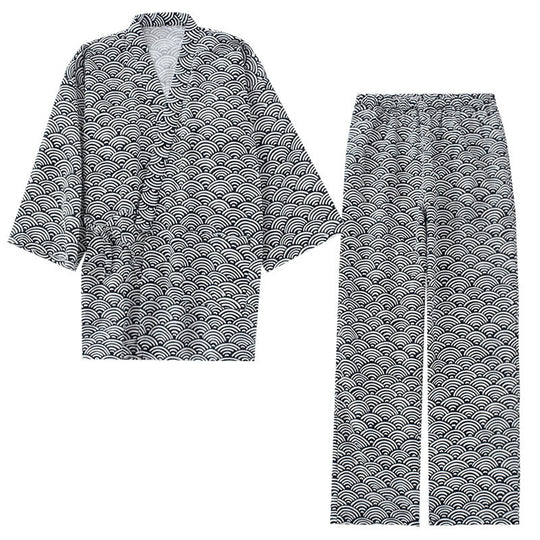Herren-Hausanzug im Kimono-Stil aus Baumwollgaze
