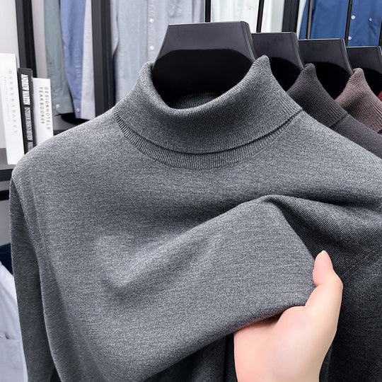 Herren-Pullover aus Seide und Schafwolle, Stehkragen