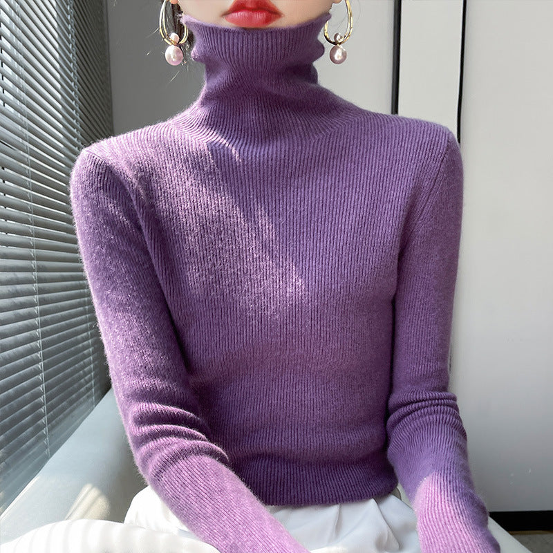 Damen-Strickpullover mit Stehkragen, figurbetont
