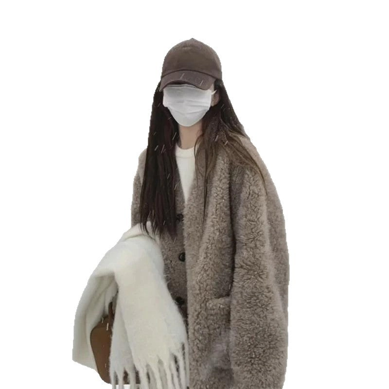 Damen-Winterjacke mit Lammfleece-Imitat, gefüttert