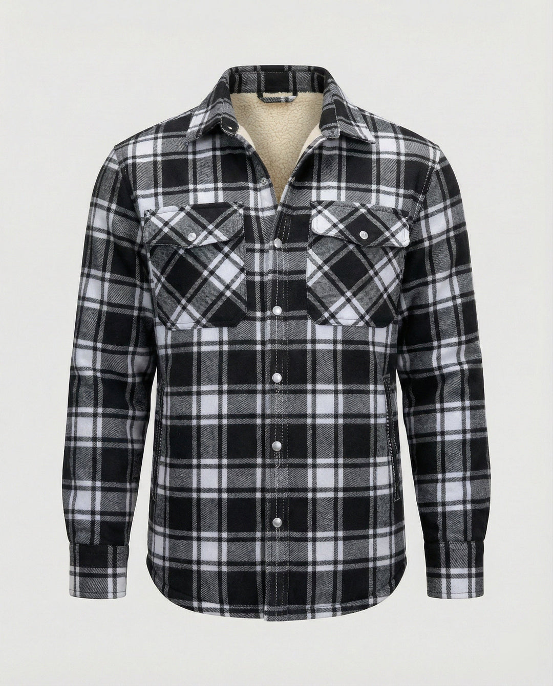 Fleecegefütterte Karierte Winterjacke