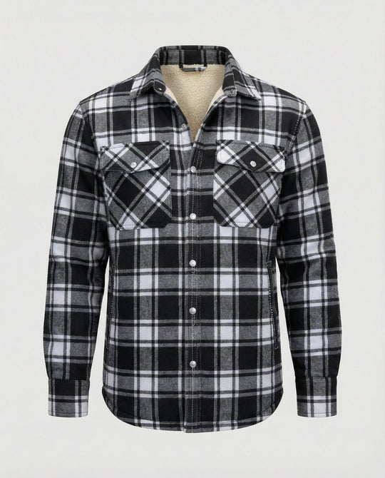 Fleecegefütterte Karierte Winterjacke