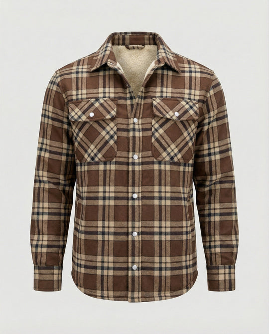 Fleecegefütterte Karierte Winterjacke