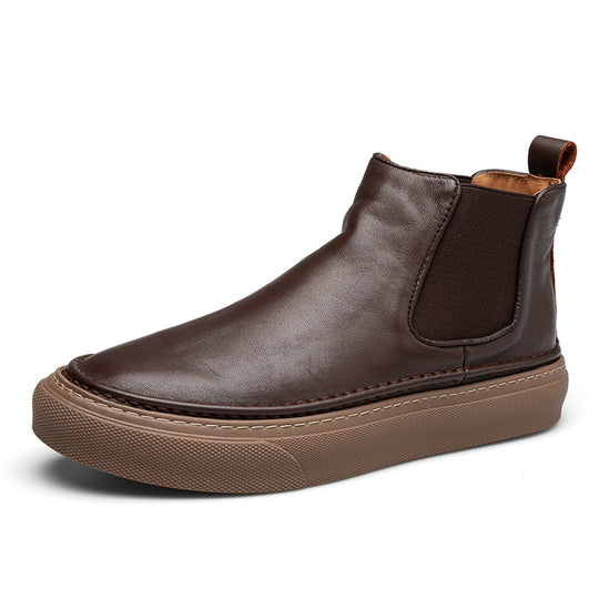 Herren-Stiefel aus Narbenleder, gefüttert