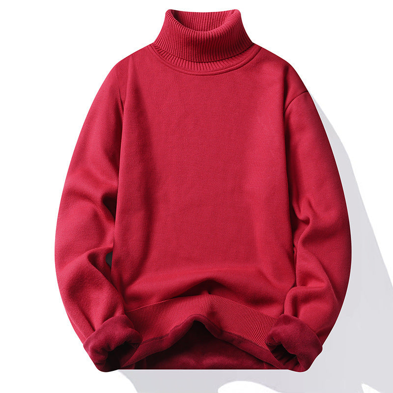 Herren-Rollkragenpullover, gefüttert, schmal geschnitten
