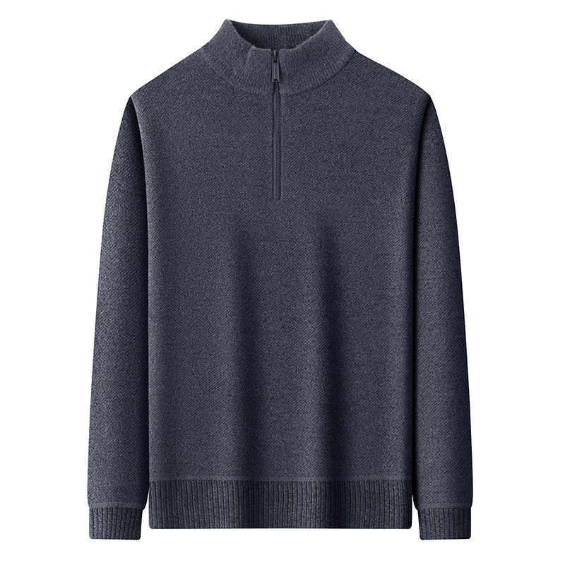 Herren-Pullover mit Reißverschluss, gefüttert, Stehkragen