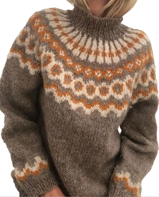 Lockerer Strickpullover aus Mohair-Mix mit Jacquard-Muster