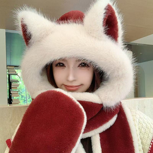 Plüsch-Set mit Ohrenschutz, Winter-Accessoire