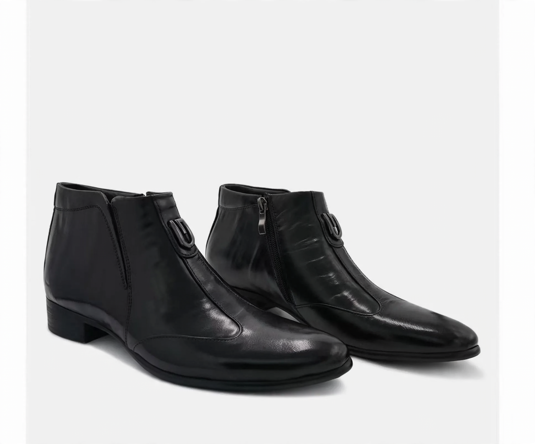 Herren-Chelsea-Stiefel aus Leder, spitz zulaufend, mit Reißverschluss