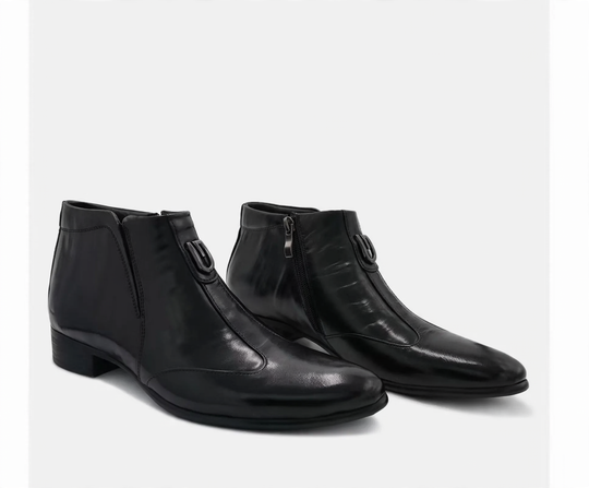 Herren-Chelsea-Stiefel aus Leder, spitz zulaufend, mit Reißverschluss