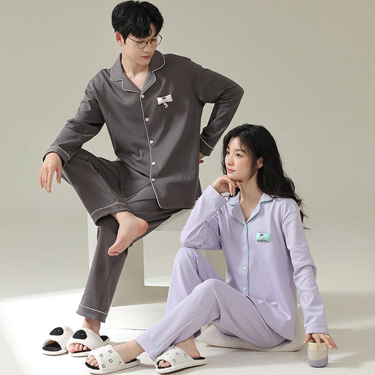 Paar-Pyjama-Set, langärmelig, schlichtes Design