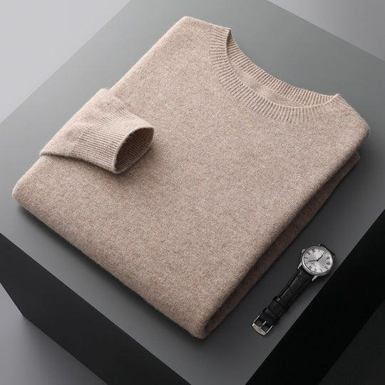 Herren-Wollpullover mit Stehkragen