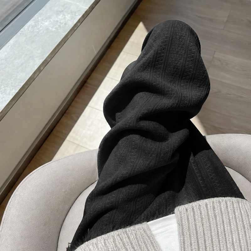 Gefütterte Chenille-Weithose für Damen, gerade geschnitten