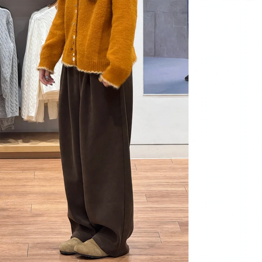 Damen-Cordhose, gefüttert, weit geschnitten, braun