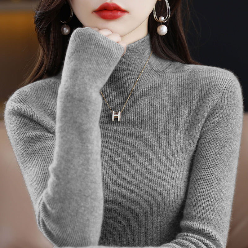 Damen-Strickpullover mit Stehkragen, nahtlos