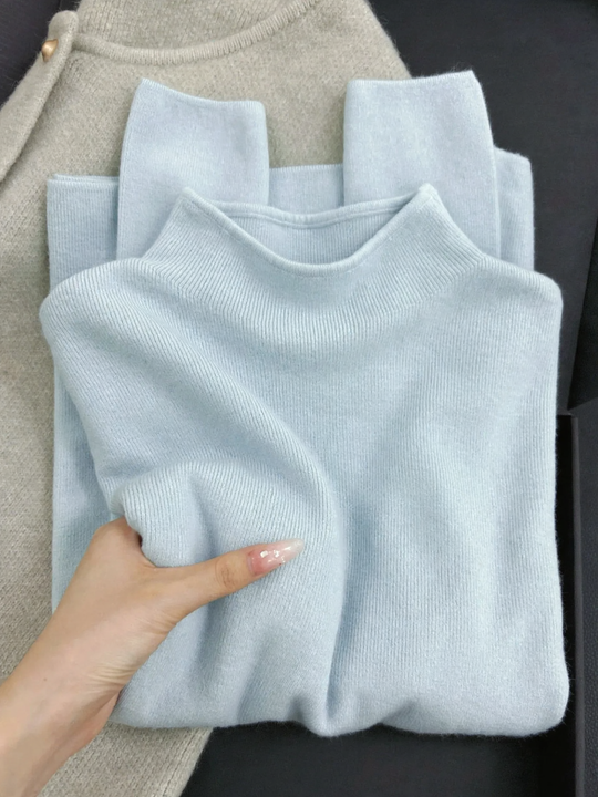 Eleganter Damen-Strickpullover mit halbem Kragen