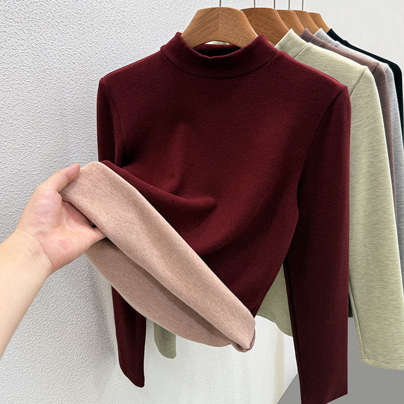 Wollmischung-Rollkragenpullover mit Thermofutter