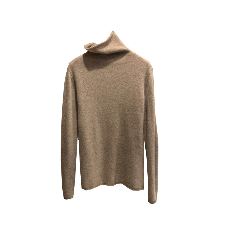 Damen-Wollpullover mit Stehkragen und Glanzeffekt