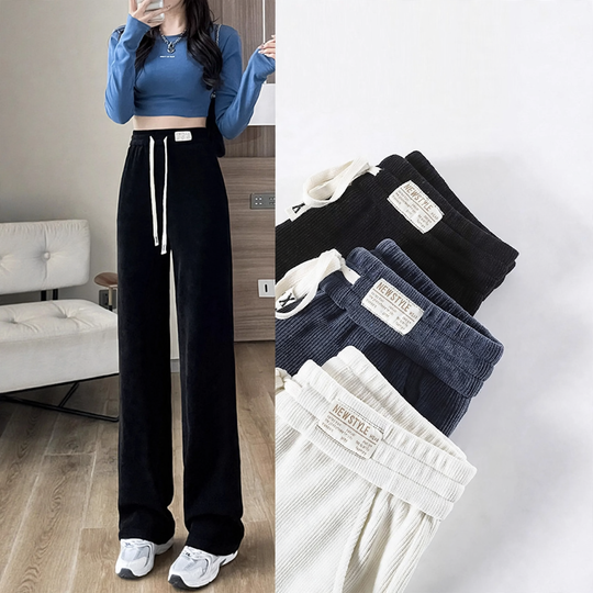 Gefütterte Cord-Freizeithose mit hohem Bund