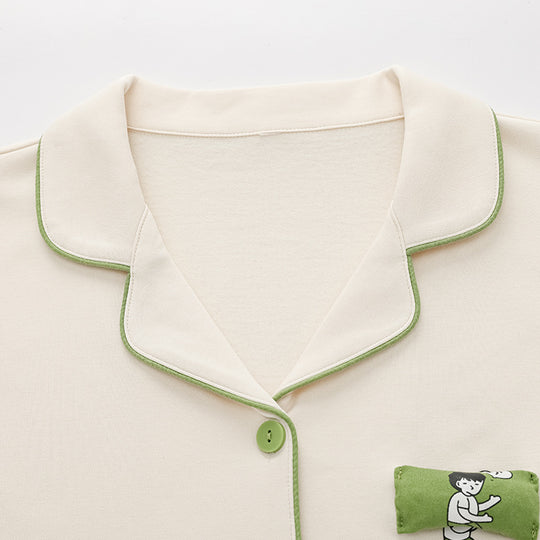 Paar-Pyjama-Set, langärmelig, schlichtes Design