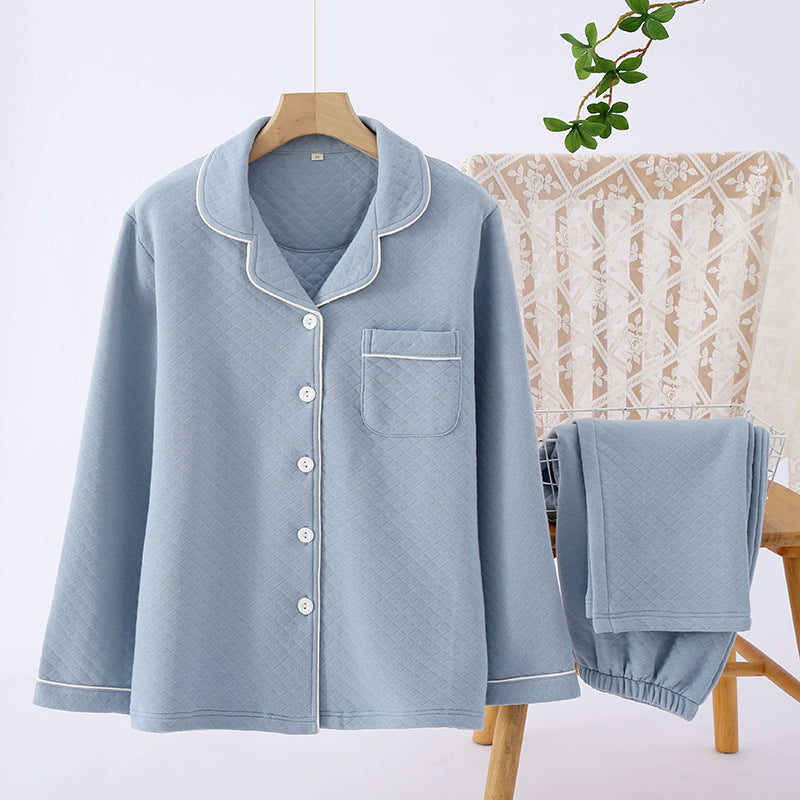 Paar-Pyjama-Set, Baumwolle, dreilagig gesteppt, warm