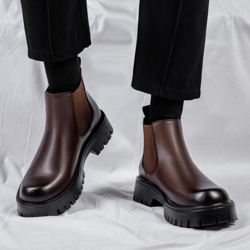 Warme Herren-Chelsea-Boots aus Leder
