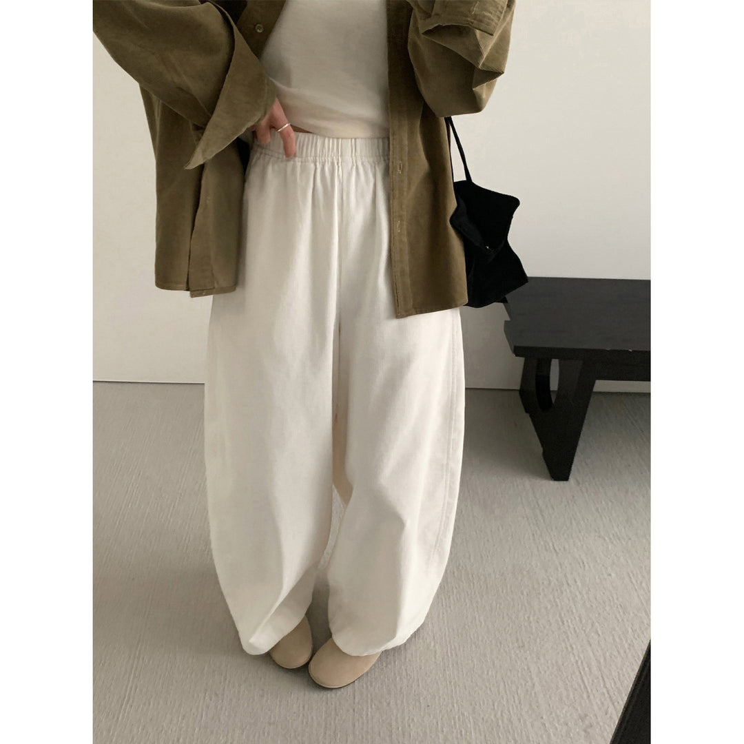 Damen-Cordhose mit weitem Bein und elastischem Bund