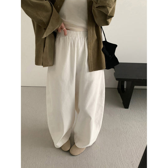 Damen-Cordhose mit weitem Bein und elastischem Bund