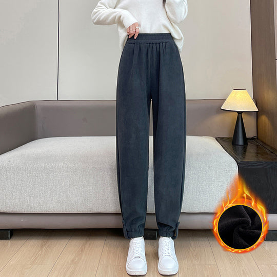 Damen-Freizeithose aus Chenille mit Bündchen