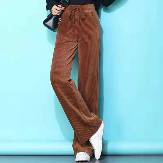Damen-Cordhose mit weitem Bein, gefüttert