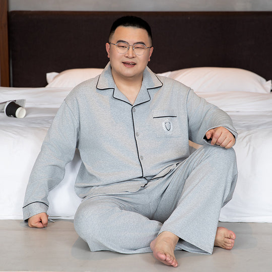 Herren-Pyjama-Set, Baumwolle, Langarm, Übergrößen