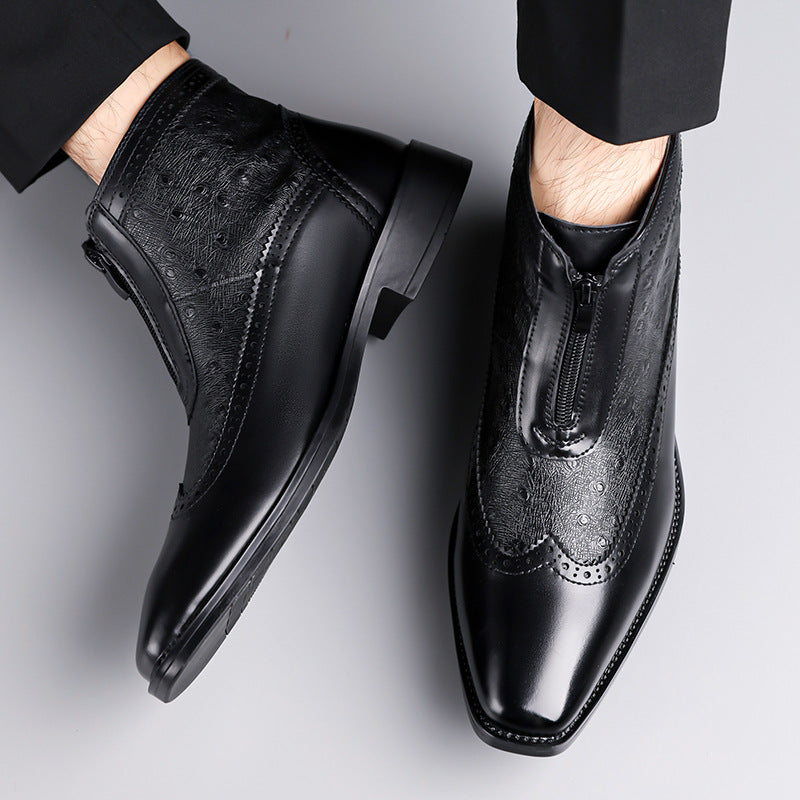 Herren-Chelsea-Boots mit Prägung, Reißverschluss