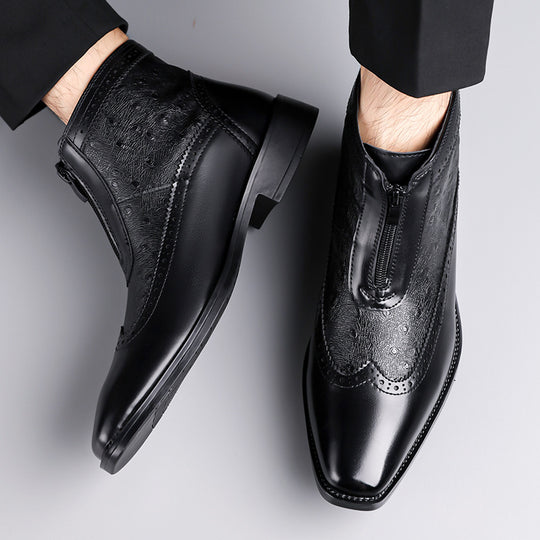 Herren-Chelsea-Boots mit Prägung, Reißverschluss