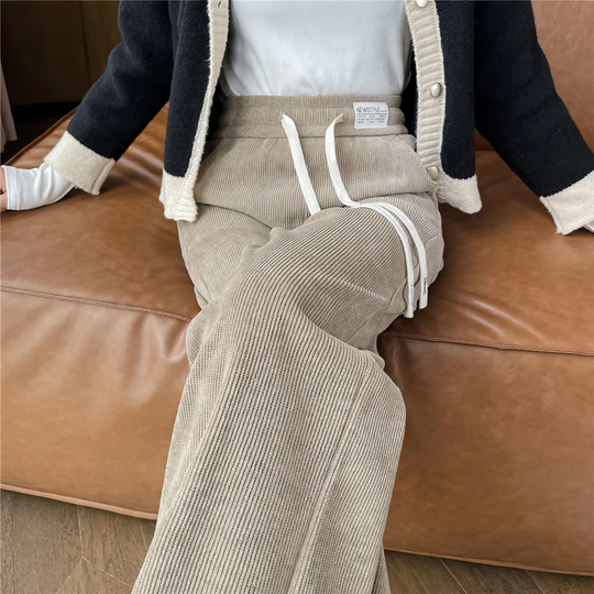 Damen-Freizeithose, Cord, weiter Schnitt