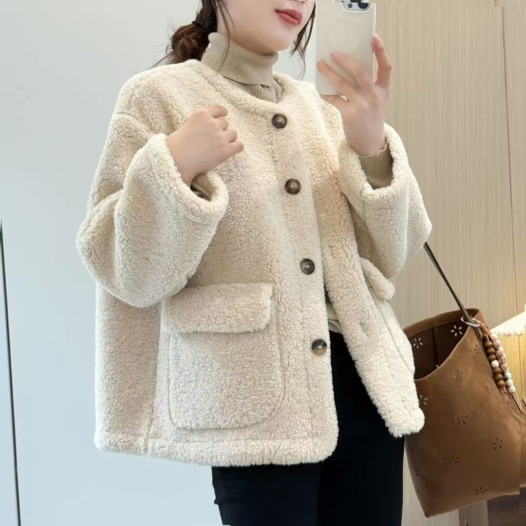Gefütterte Lammfleece-Jacke im eleganten Stil