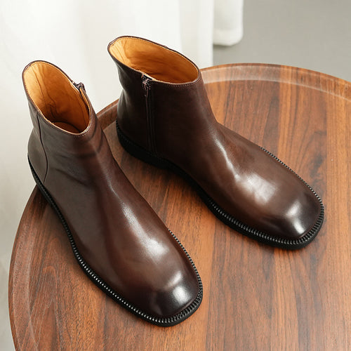 Herren-Chelsea-Stiefel, Rindsleder, rutschfeste Gummisohle