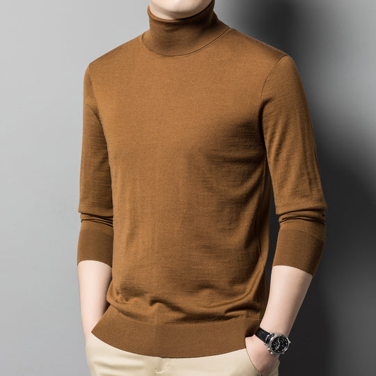 Herren-Wollpullover, 100% Wolle, Rollkragen, maschinenwaschbar
