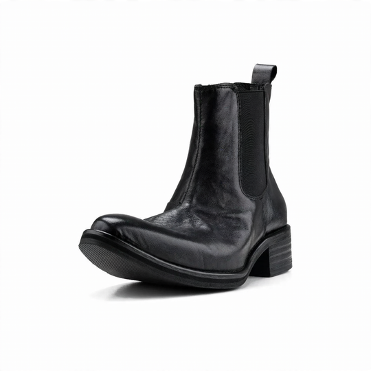 Elegante Herren-Lederstiefel mit Keilabsatz