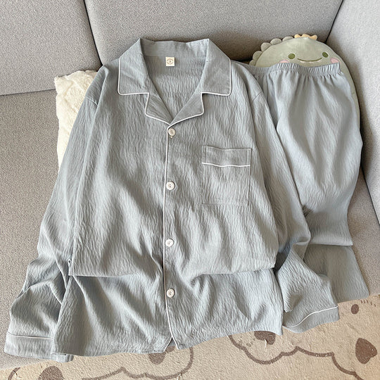 Herren-Pyjama-Set, Baumwoll-Musselin, Langarm, kariert