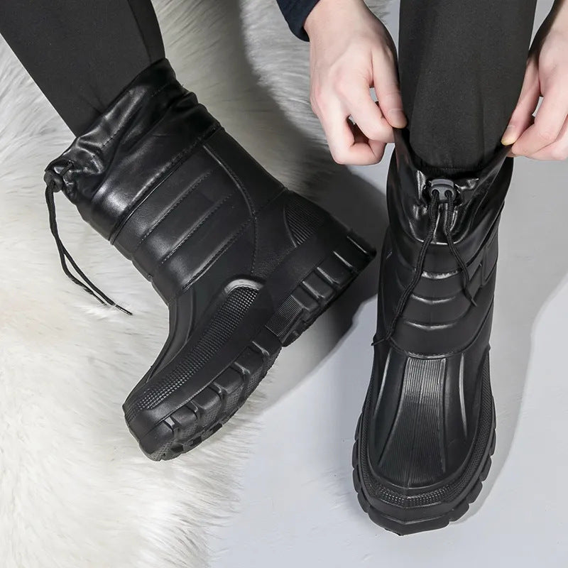Herren-Winterstiefel, gefüttert, rutschfest, mittelhoher Schaft