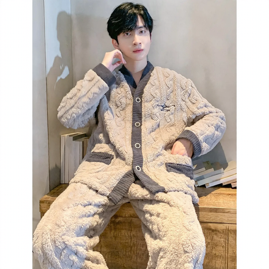 Warmer Herren-Pyjama aus Flanell für den Winter