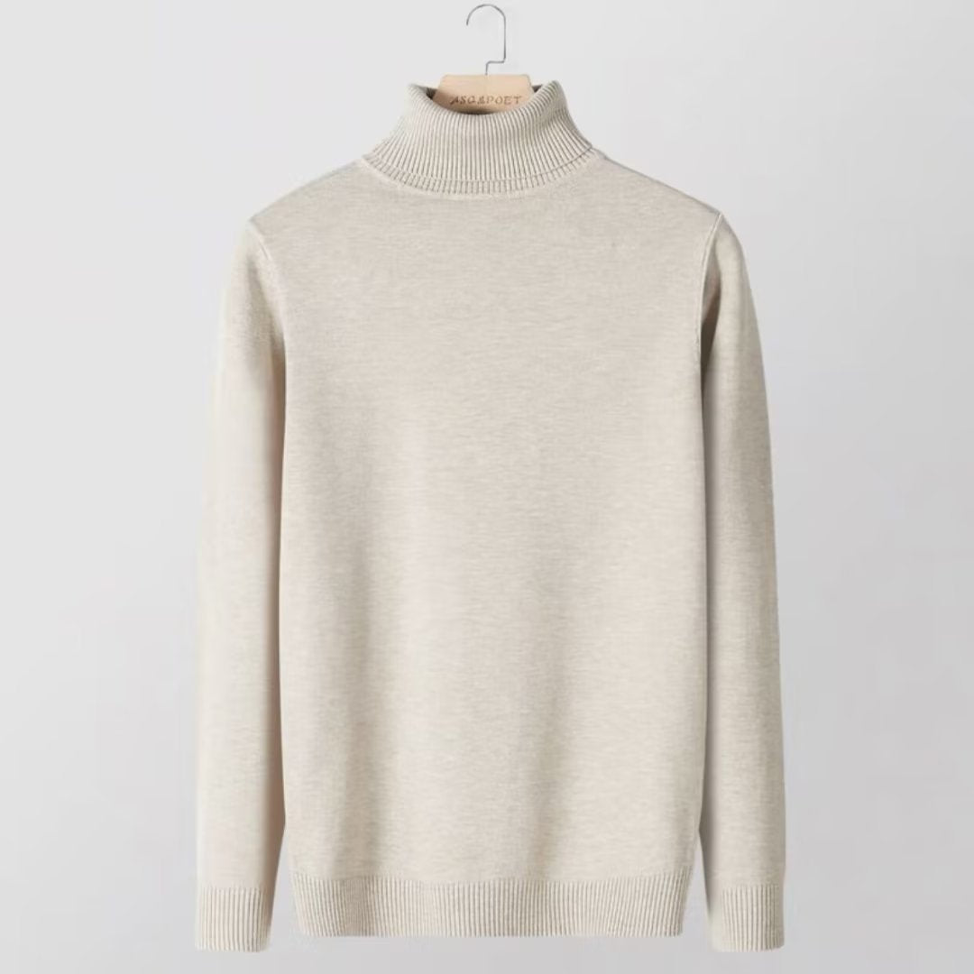Herren-Strickpullover mit hohem Kragen, körpernah