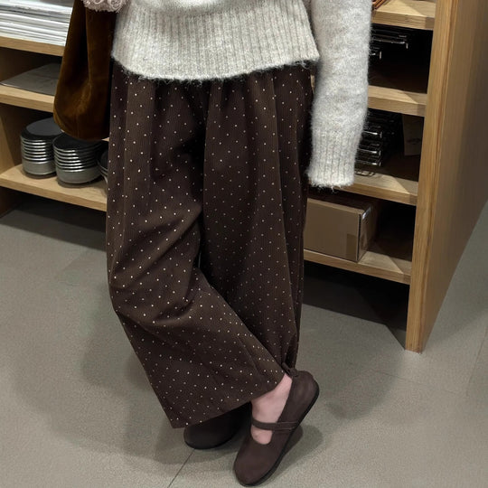 Damen-Cordhose, 7/8-Länge, gepunktet, gefüttert