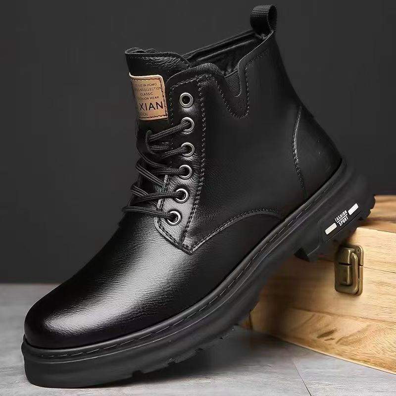 Herren-Stiefel, leicht, Vintage-Stil, Schnürstiefel