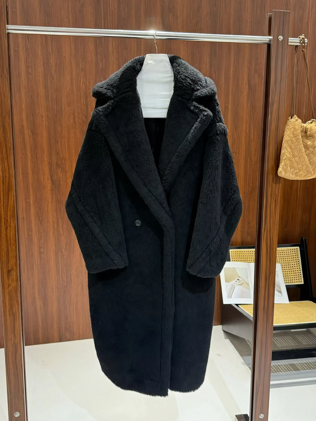 Damen-Teddy-Mantel, mittellang, lockere Passform