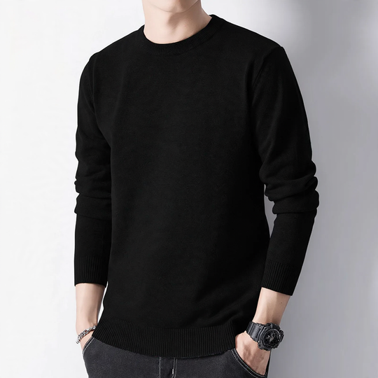 Herren-Pullover mit Rundhalsausschnitt und Innenfutter