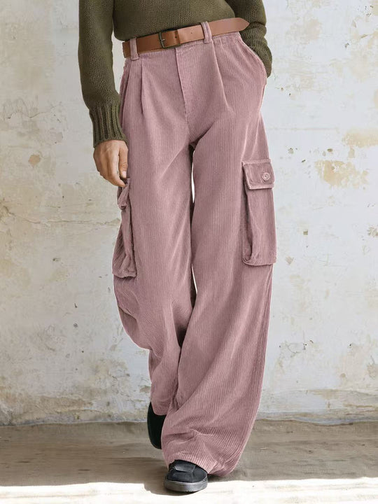 Vielseitige Cord-Cargohose mit hohem Bund