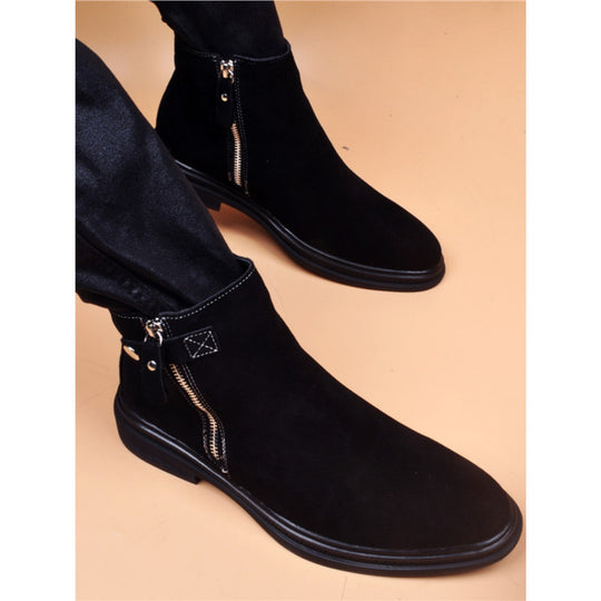 Herren-Lederstiefel, gefüttert, im britischen Stil